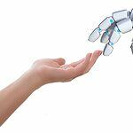 human's hand and robot's