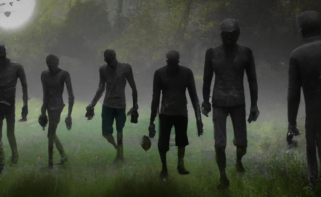 Zombies wandering in the Metaverse. Created by Dalle 2.